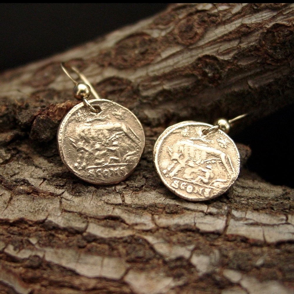Amazing Holiday Gift Gold Roman Coin Earrings handmade on Etsy